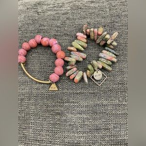 Set of 2 BÉLJOY bracelets. Haitian made, clay beads & tumbled Ukanite stones.